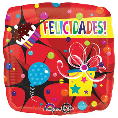 Anagram 18 inch FELICIDADES BUBBLES CUPCAKES GIFTS Foil Balloon 31142-01-A-P