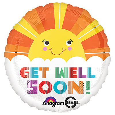 Anagram 18 inch GET WELL SOON SMILEY SUNSHINE Foil Balloon 28727-01-A-P