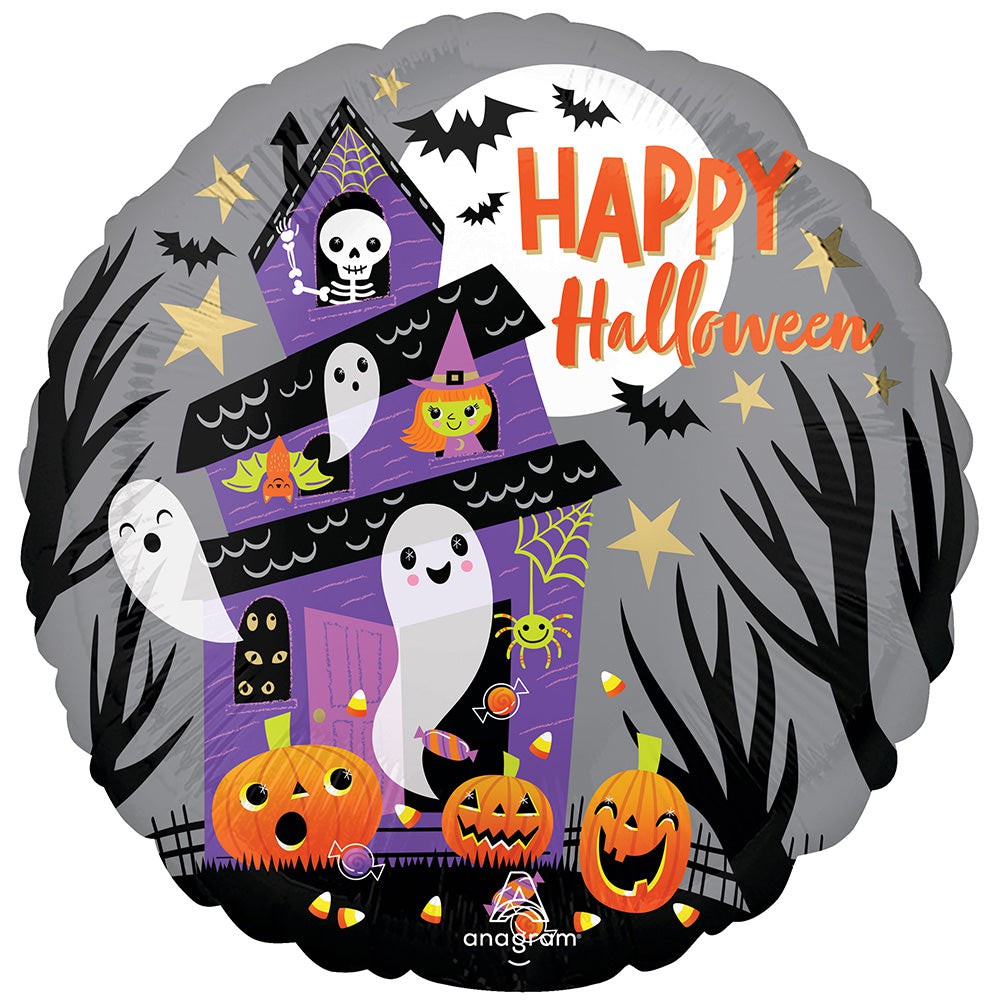 Anagram 18 inch HAPPY HALLOWEEN HAUNTED HOUSE Foil Balloon 44815-02-A-U