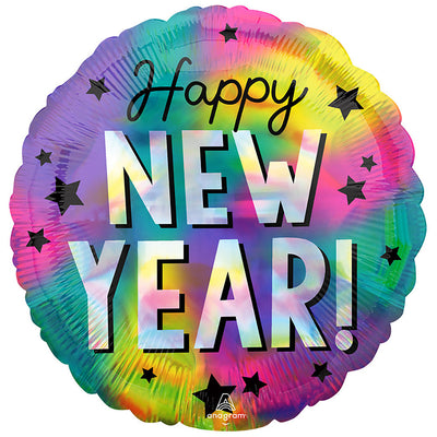 Anagram 18 inch IRIDESCENT HAPPY NEW YEAR STARS Foil Balloon 43363-02-A-U