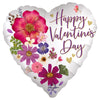 Anagram 18 inch SATIN HAPPY VALENTINE'S DAY PRESSED FLOWERS Foil Balloon 45107-02-A-U