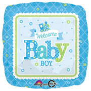 Anagram 18 inch WELCOME BABY BOY TRAIN Foil Balloon 30746-01-A-P