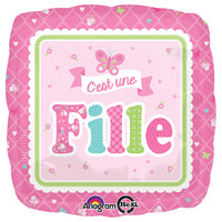 Anagram 18 inch WELCOME C'EST UNE FILLE Foil Balloon 31186-01-A-P