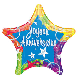 Anagram 19 inch JOYEUX ANNIVERSAIRE FRENCH Foil Balloon 15526-02-A-U