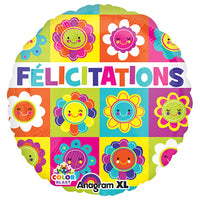 Anagram 21 inch FELICITATIONS HAPPY FLOWERS Foil Balloon 31187-01-A-P