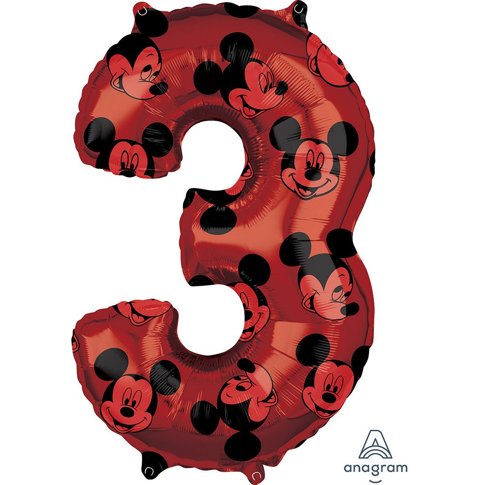 Anagram 26 inch MICKEY MOUSE FOREVER NUMBER 3 Foil Balloon 40133-01-A-P