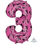 Anagram 26 inch MINNIE MOUSE FOREVER NUMBER 3 Foil Balloon 40138-01-A-P