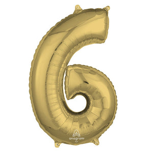 Anagram 26 inch NUMBER 6 - ANAGRAM - WHITE GOLD Foil Balloon 44729-01-A-P