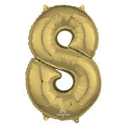 Anagram 26 inch NUMBER 8 - ANAGRAM - WHITE GOLD Foil Balloon 44730-01-A-P