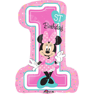 Anagram 28 inch MINNIE 1ST BIRTHDAY GIRL Foil Balloon 34352-01-A-P