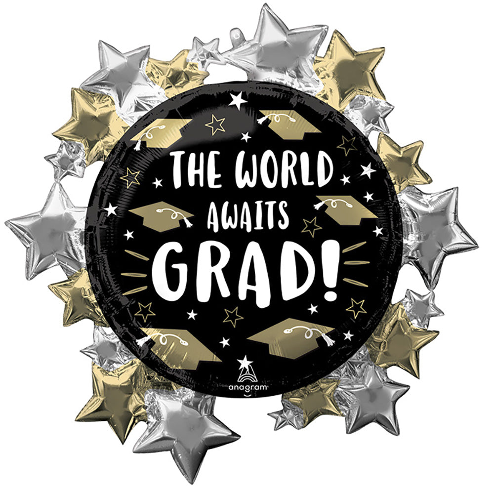 Anagram 30 inch THE WORLD AWAITS GRAD Foil Balloon 42763-01-A-P