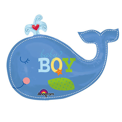 Anagram 34 inch AHOY BABY BOY WHALE Foil Balloon 25083-01-A-P