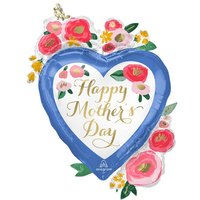 Anagram 34 inch HAPPY MOTHER'S DAY PAINTED FLORALS HEART Foil Balloon 45440-01-A-P