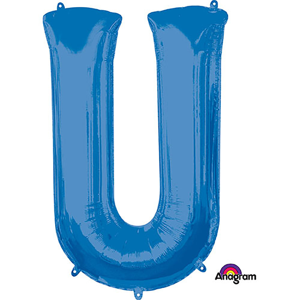 Anagram 34 inch LETTER U - ANAGRAM - BLUE Foil Balloon 35441-01-A-P