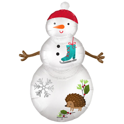 Anagram 38 inch SATIN WOODLAND SNOWMAN Foil Balloon 44899-01-A-P