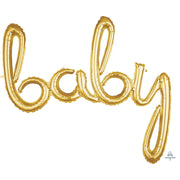 Anagram 39″ SCRIPT PHRASE: "BABY" - GOLD (AIR-FILL ONLY) Foil Balloon 36690-11-A-P