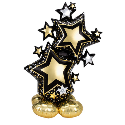 Anagram 59 inch STAR CLUSTER BLACK & GOLD AIRLOONZ Foil Balloon 42463-11-A-P