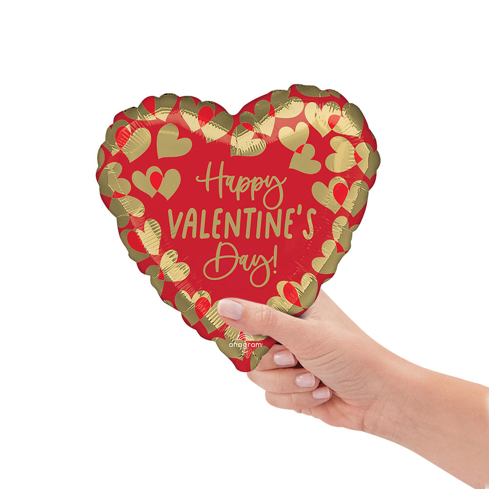 Anagram 9 inch GOLDEN HAPPY VALENTINE'S DAY (AIR FILL ONLY) Foil Balloon 45133-09-A-U