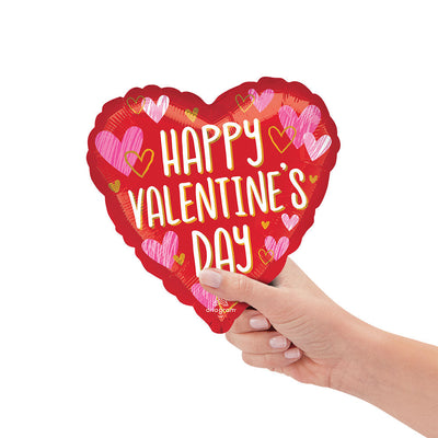 Anagram 9 inch HAPPY VALENTINE'S DAY SKETCHED IMPRESSIONS (AIR FILL ONLY) Foil Balloon 45134-09-A-U