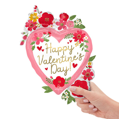 Anagram HAPPY VALENTINE'S DAY FLORAL MINI SHAPE (AIR FILL ONLY) Foil Balloon 45149-02-A-U