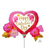 Anagram HAPPY VALENTINE'S DAY HEART & ROSES MINI SHAPE (AIR-FILL ONLY) Foil Balloon 42336-02-A-U