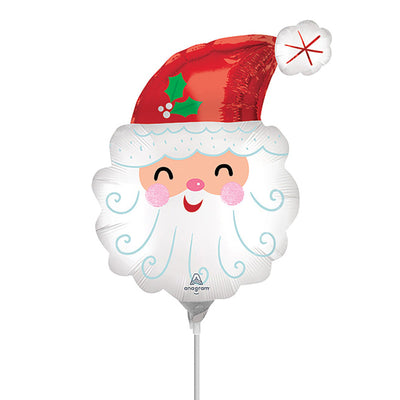 Anagram SMILEY SATIN SANTA HEAD MINI SHAPE (AIR-FILL ONLY) Foil Balloon 43352-02-A-U