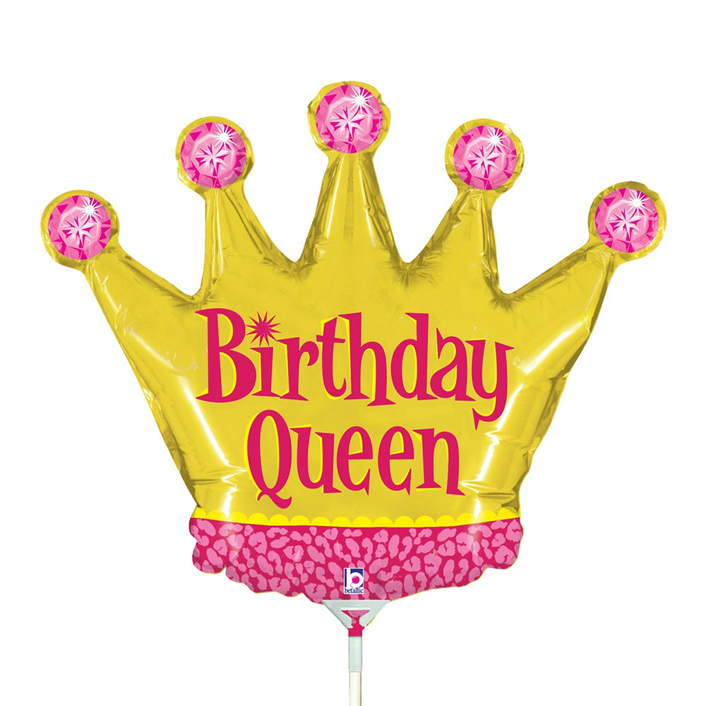 Betallic 14 inch BIRTHDAY QUEEN MINI SHAPE (AIR-FILL ONLY) Foil Balloon 19368-B-U