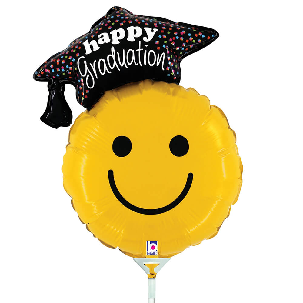 Betallic 14 inch GRADUATION SMILEY (AIR-FILL ONLY) Foil Balloon 19179-B-U