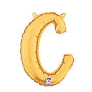 Betallic 14 inch SCRIPT LETTER C - GOLD (AIR-FILL ONLY) Foil Balloon 34703GP-B-P