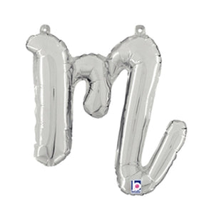 Betallic 14 inch SCRIPT LETTER M - SILVER (AIR-FILL ONLY) Foil Balloon 34713SP-B-P