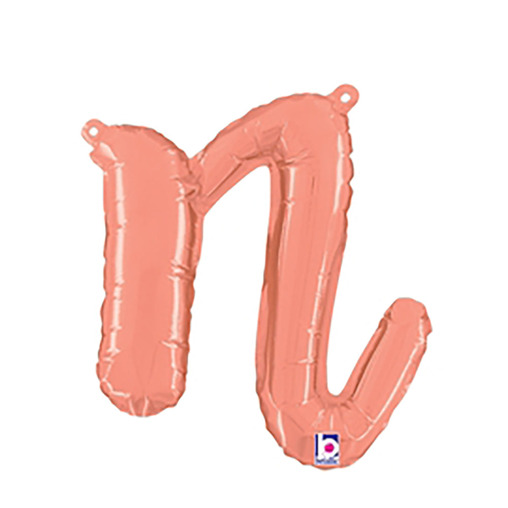 Betallic 14 inch SCRIPT LETTER N - ROSE GOLD (AIR-FILL ONLY) Foil Balloon 34714RGP-B-P