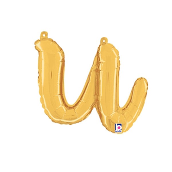 Betallic 14 inch SCRIPT LETTER U - GOLD (AIR-FILL ONLY) Foil Balloon 34721GP-B-P