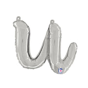 Betallic 14 inch SCRIPT LETTER U - SILVER (AIR-FILL ONLY) Foil Balloon 34721SP-B-P