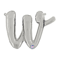 Betallic 14 inch SCRIPT LETTER W - SILVER (AIR-FILL ONLY) Foil Balloon 34723SP-B-P