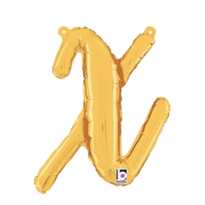 Betallic 14 inch SCRIPT LETTER X - GOLD (AIR-FILL ONLY) Foil Balloon 34724GP-B-P