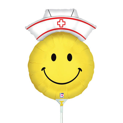 Betallic 14 inch SMILEY NURSE MINI SHAPE (AIR-FILL ONLY) Foil Balloon 19197-B-U