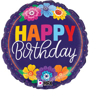 Betallic 18 inch BOLD BLOOMS BIRTHDAY Foil Balloon 26285-B-U