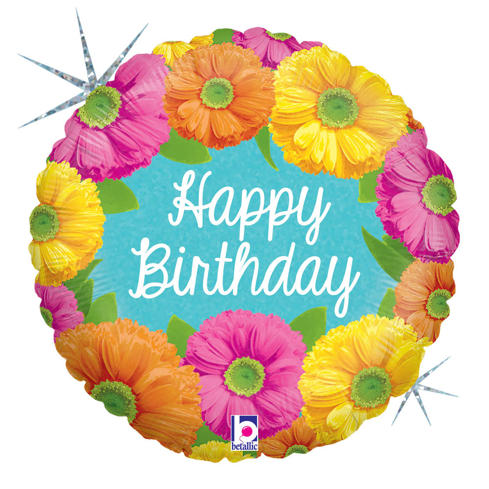 Betallic 18 inch BRIGHT BIRTHDAY BLOOMS Foil Balloon 36316-B-U