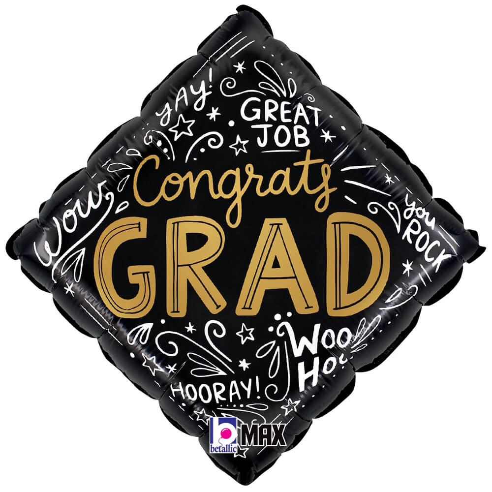 Betallic 18 inch CONGRATS GRAD WORDS Foil Balloon 26260-B-U