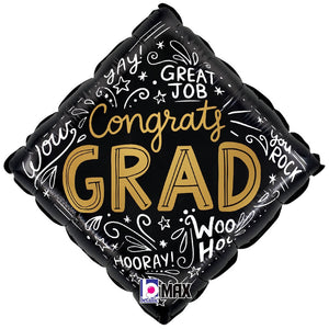 Betallic 18 inch CONGRATS GRAD WORDS Foil Balloon 26260-B-U