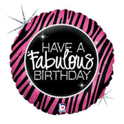 Betallic 18 inch FABULOUS ZEBRA BIRTHDAY Foil Balloon 86889P-B-P