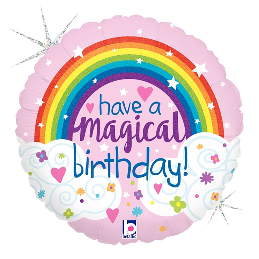 Betallic 18 inch GLITTER MAGICAL RAINBOW BIRTHDAY Foil Balloon