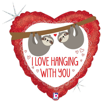 Betallic 18 inch LOVE HANGING WITH YOU SLOTH Foil Balloon 36927-B-U