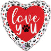 Betallic 18 inch LOVE YOU PAW PRINTS Foil Balloon 26243-B-U