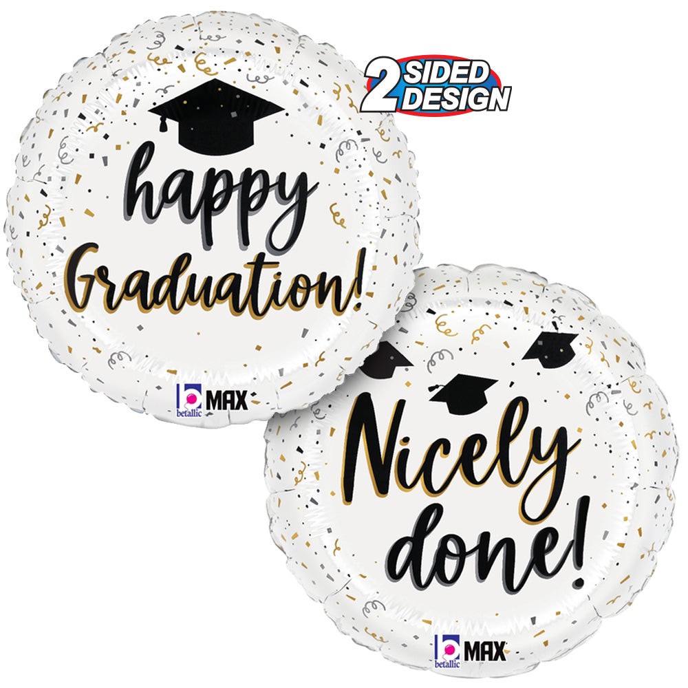 Betallic 18 inch SATIN GRADUATION CONFETTI Foil Balloon 26177-B-U