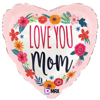 Betallic 18 inch SATIN LOVE YOU MOM BLOSSOMS Foil Balloon 26170-B-U