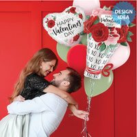 Betallic 18 inch SATIN WHITE VALENTINE ROSES Foil Balloon 26240-B-U