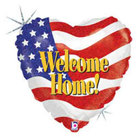 Betallic 18 inch WELCOME HOME PATRIOTIC HEART Foil Balloon 86425-B-U