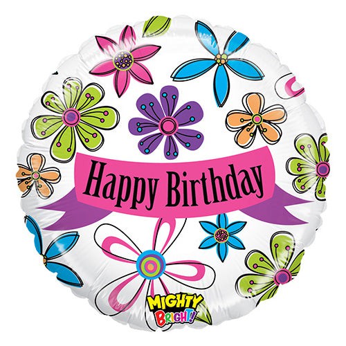 Betallic 21 inch MIGHTY BLOSSOM BIRTHDAY Foil Balloon 14332P-B-P