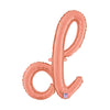 Betallic 24 inch SCRIPT LETTER D - ROSE GOLD (AIR-FILL ONLY) Foil Balloon 34704RGP-B-P